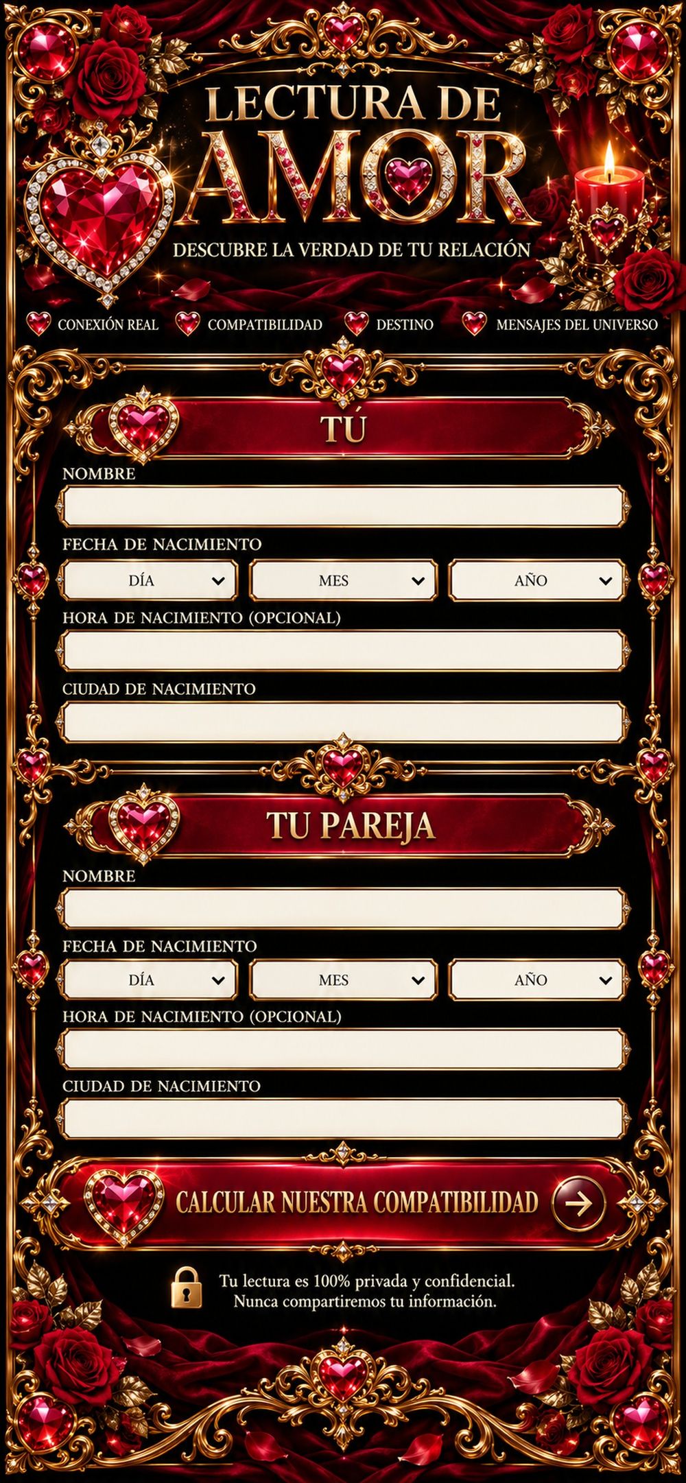 Lectura de amor — tus datos y los de tu pareja